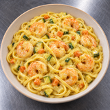 Linguine aux scampis, légumes, curry & crème